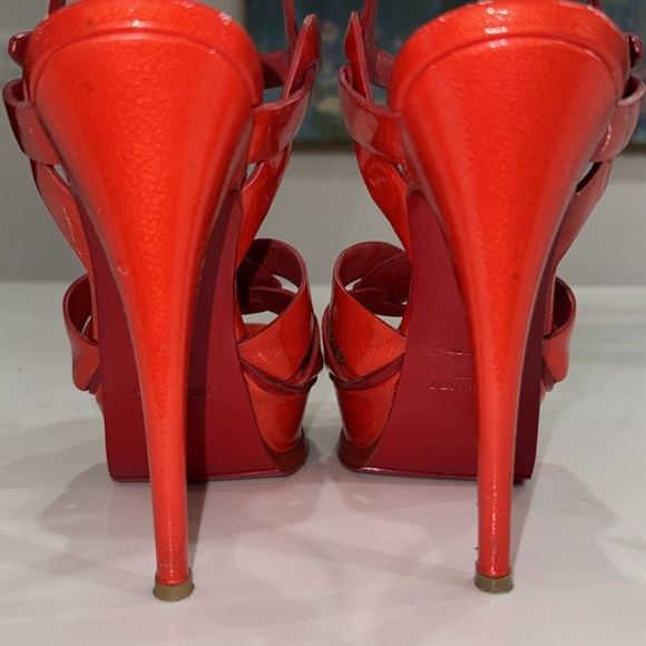 YSL Yves Saint Laurent Tribute Red Patent Sandals 37 - Picture 13 of 16